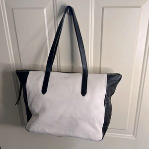 Fossil tote bag. White and black. Minimal use